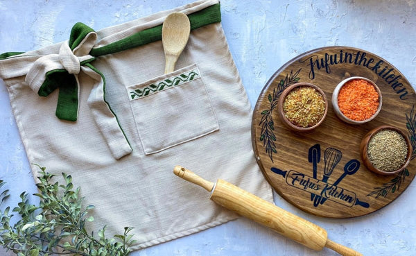 Presale: Olive Branch Apron in Vanilla Cream - Darzah